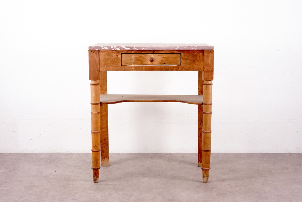 Rustic Pine Side Table with Single Drawer and Lower Shelf