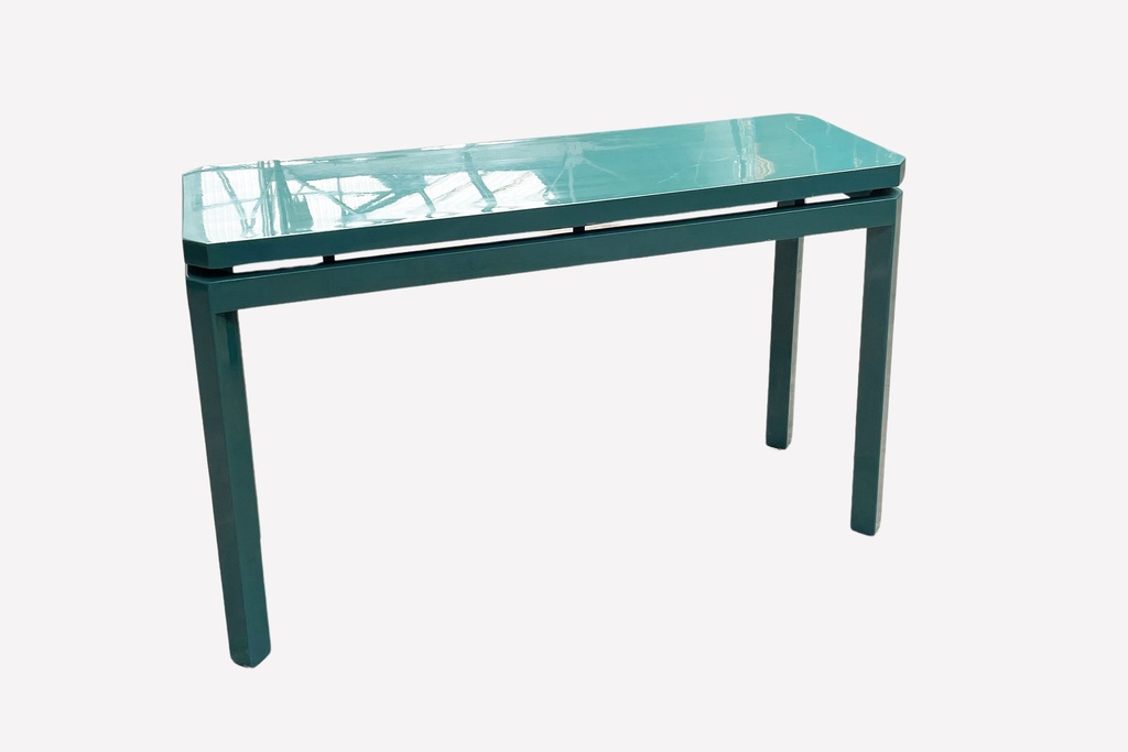 Sleek Teal Gloss Console Table