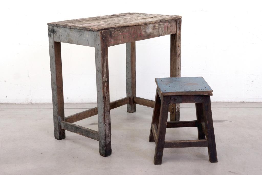 Rustic Woodworker's Table and Stool Set