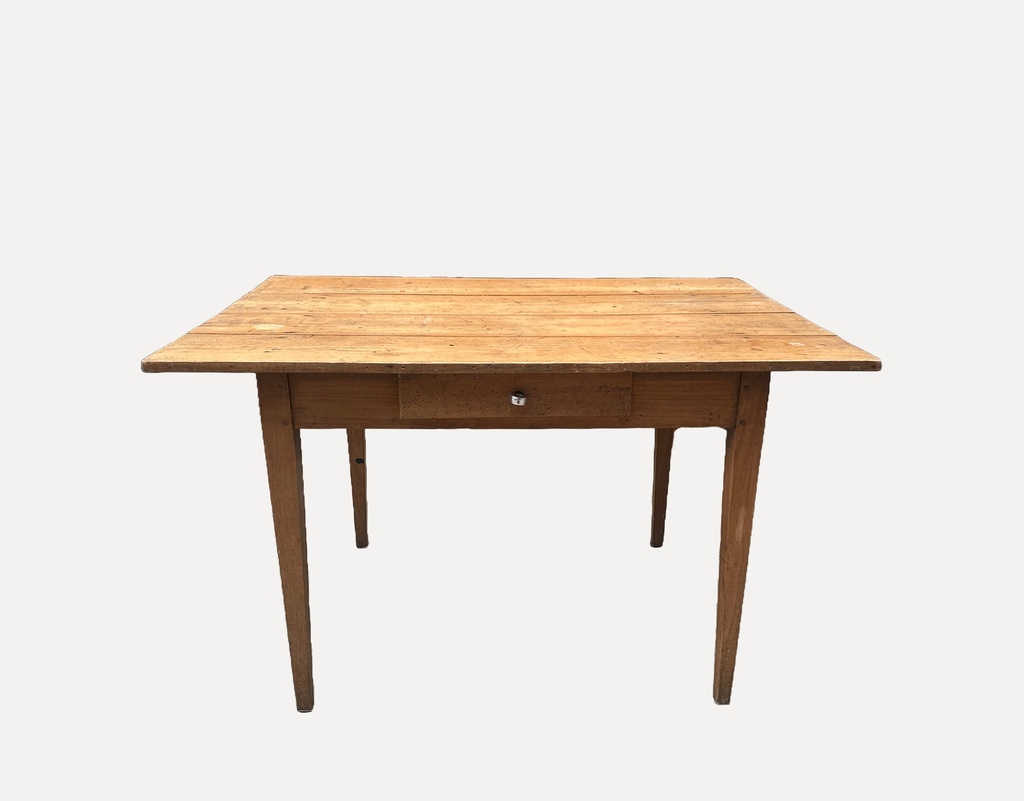 Rustic Wooden Farmhouse Table with Single Drawer
