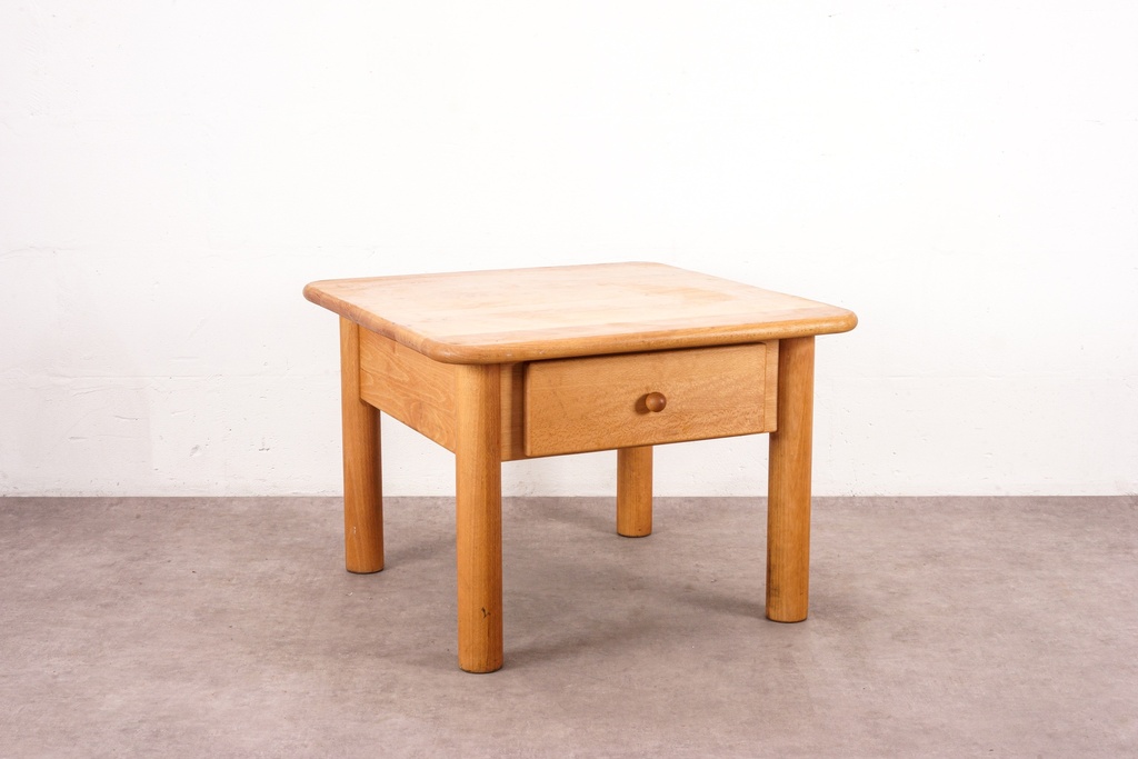 Square Wooden Side Table with Single Drawer
