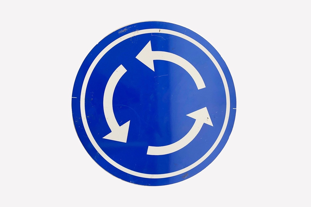 Blue Roundabout Traffic Sign
