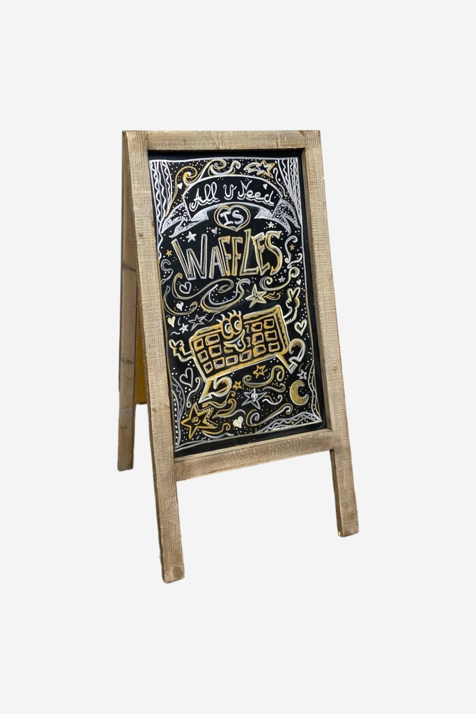 Rustic Wooden Chalkboard with Waffle Design and Whimsical Lettering