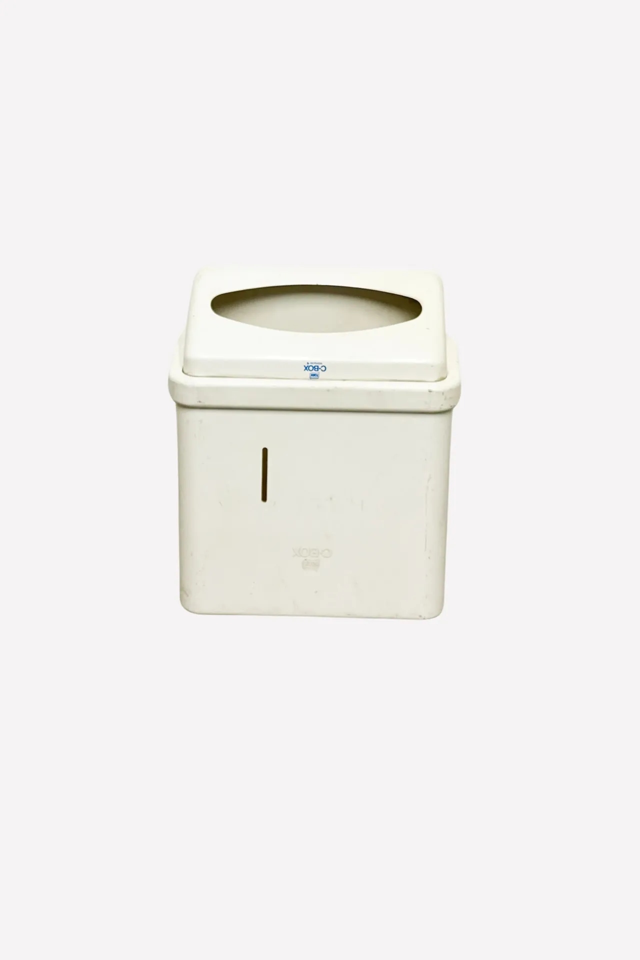 White Plastic Countertop Trash Bin with Oval Opening