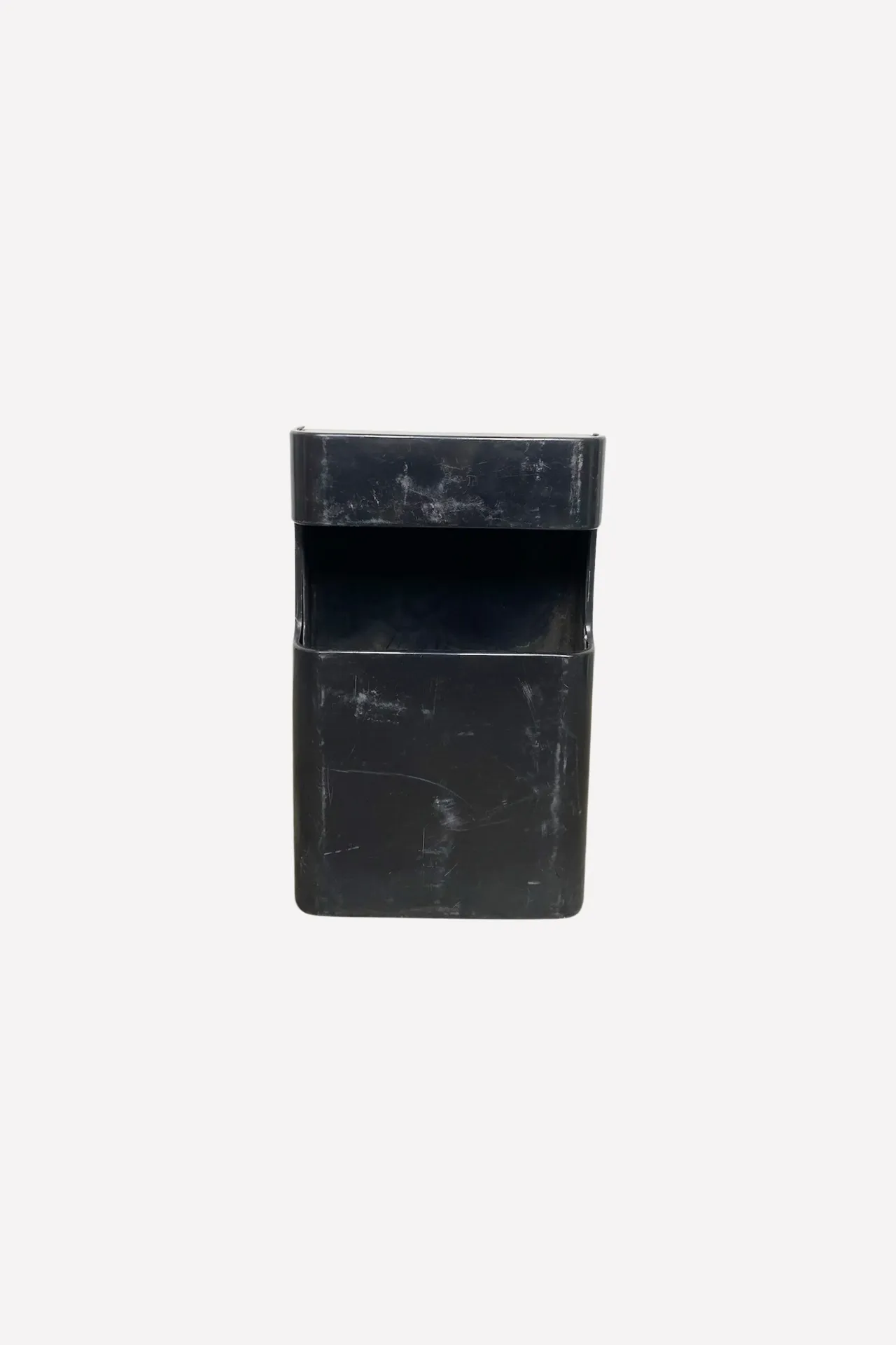 Weathered Black Wall-Mounted Trash Bin