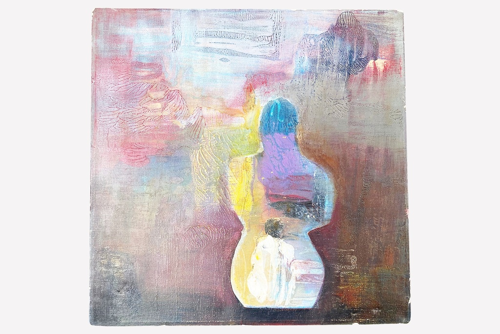 Pastel Reflections in Abstract Vase