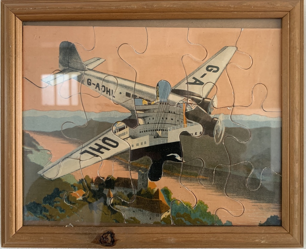 Framed Vintage Airplane Puzzle Art