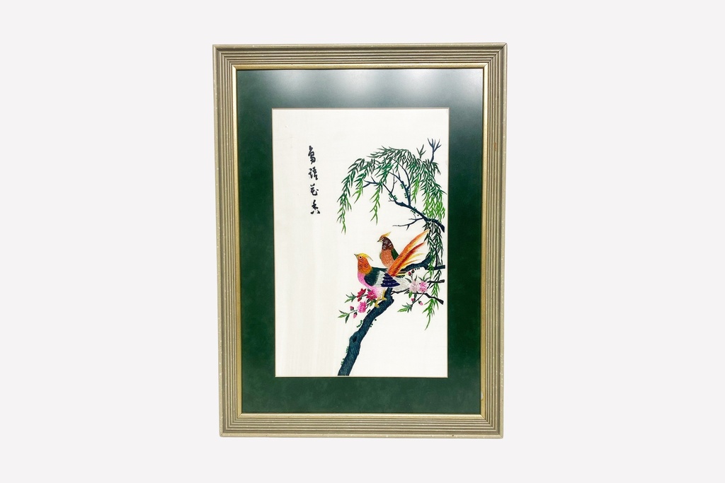 Framed Asian Bird and Willow Art Print