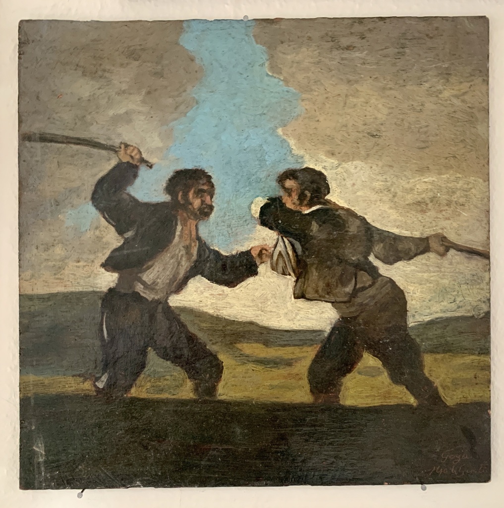 Duel with Cudgels Amidst the Landscape