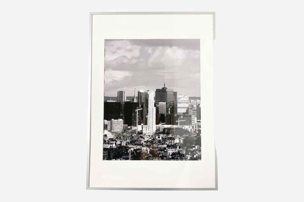 Framed Black-and-White Urban Skyline Print