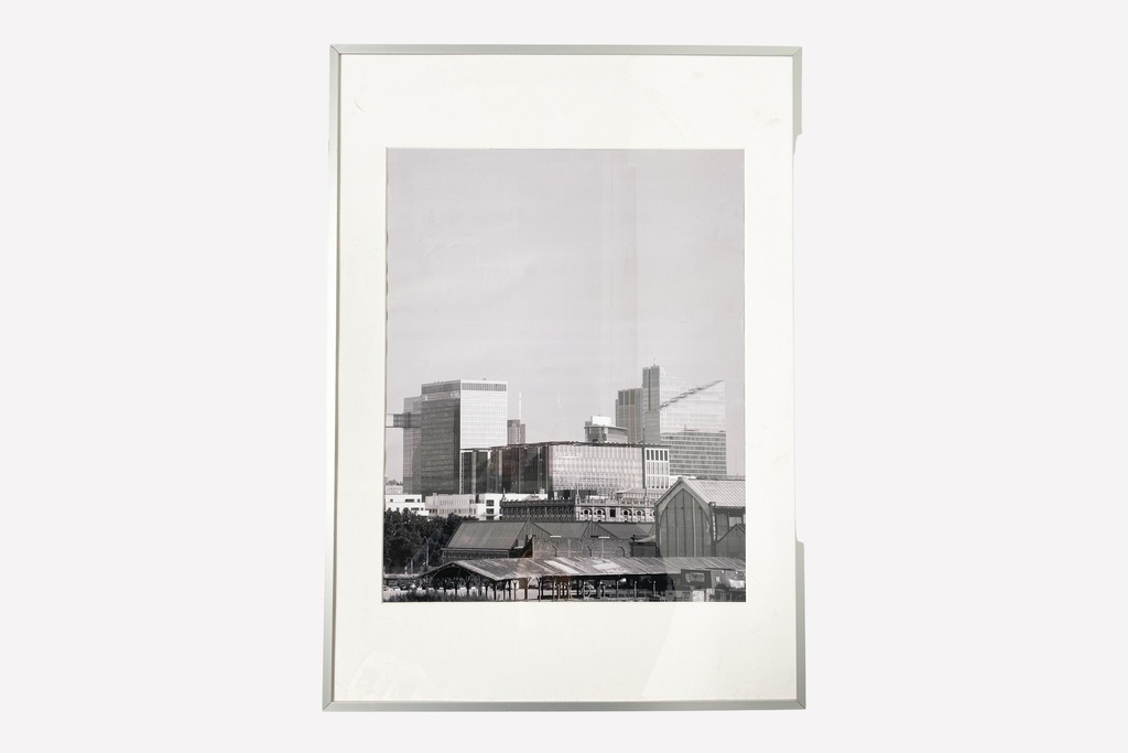 Framed Black and White Urban Skyline Print