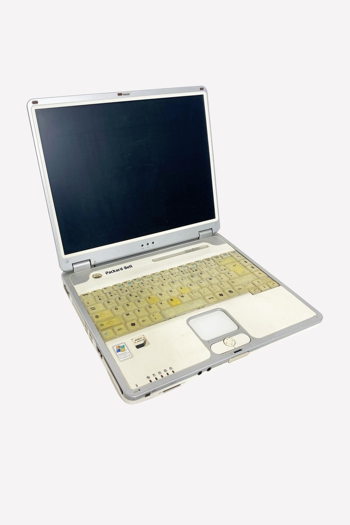 Retro Yellowed Keyboard Laptop with Black Screen