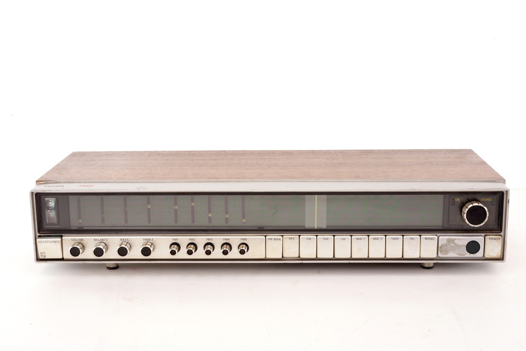 Vintage Philips AM/FM Stereo Tuner with Wood Paneling