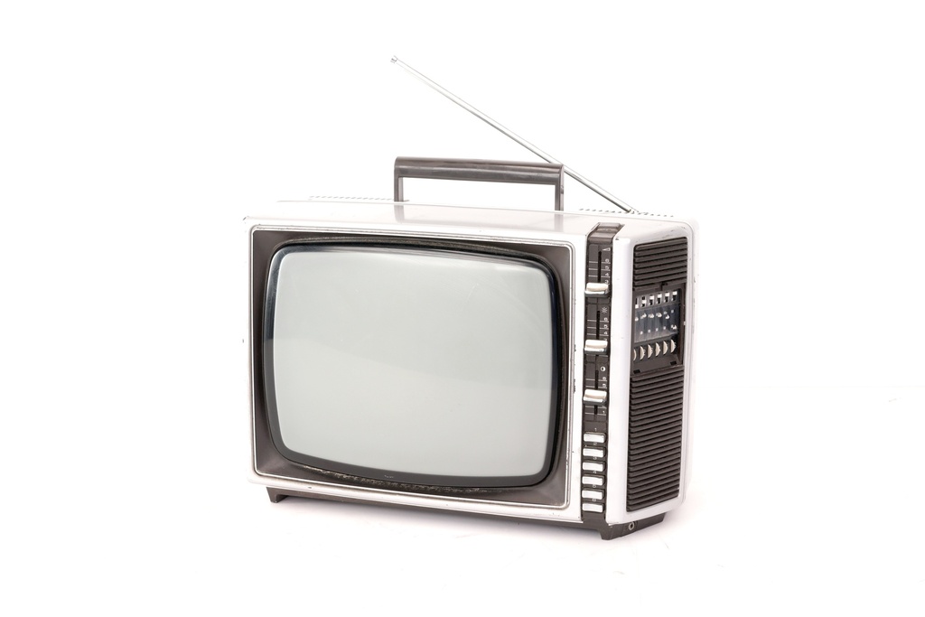 Retro Portable CRT Television with Antenna