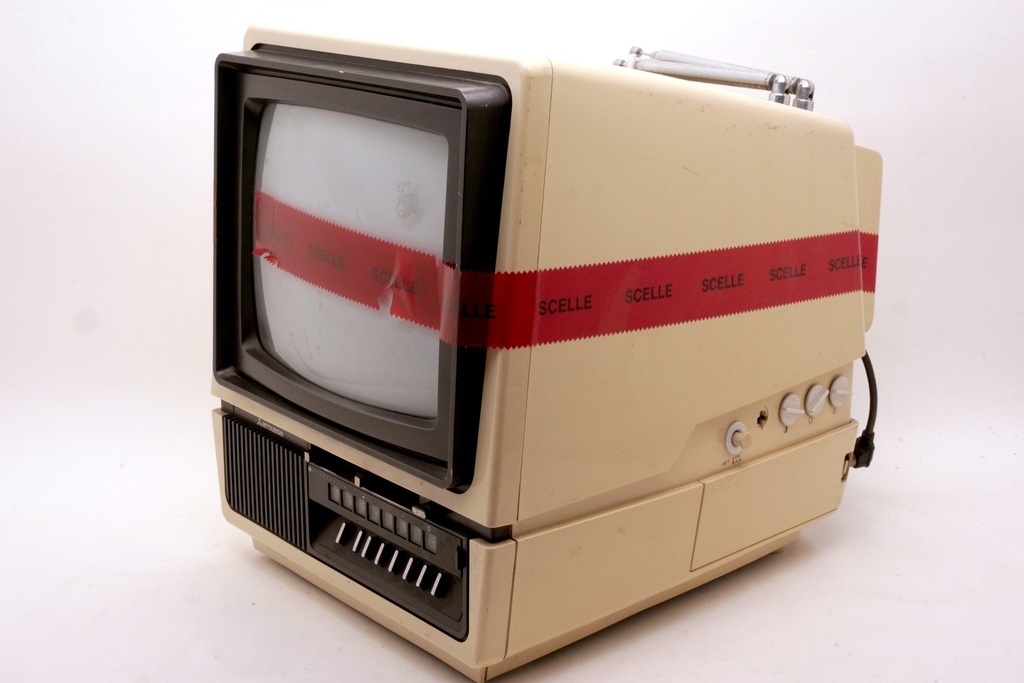 Vintage Portable CRT Television with Security Seal