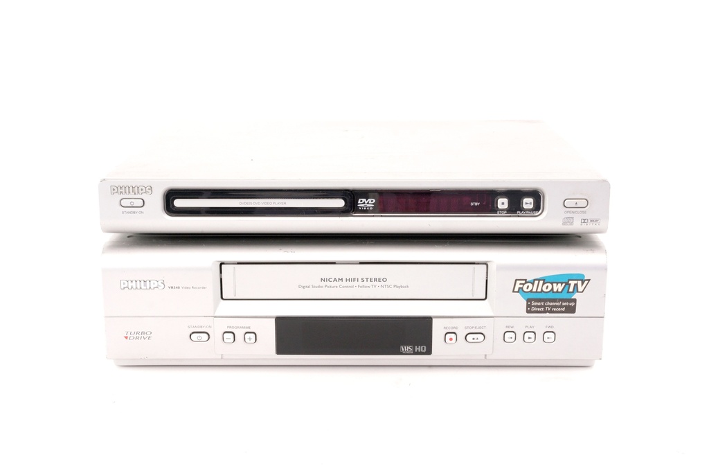 Retro Philips DVD and VHS Combo Player Set
