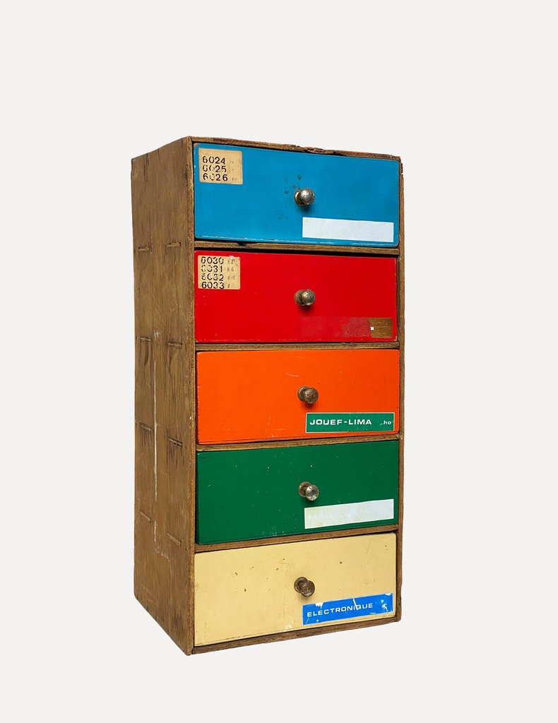 Vintage Multi-Colored Drawer Unit