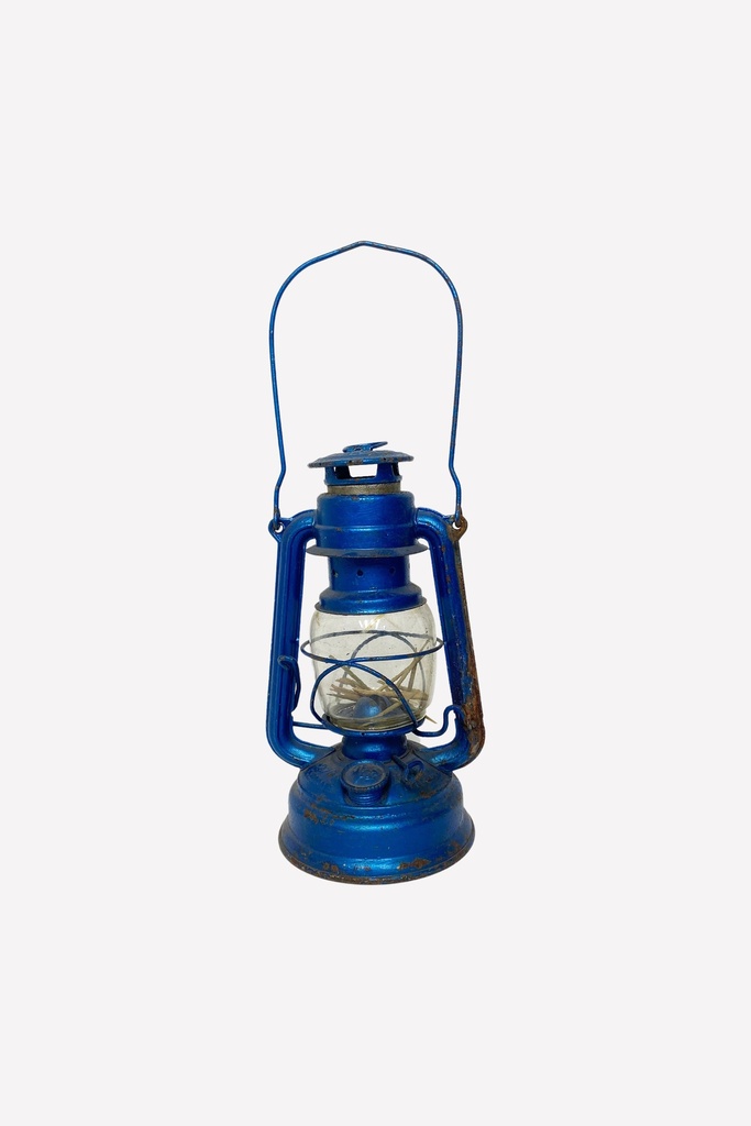 Rustic Blue Hurricane Lantern