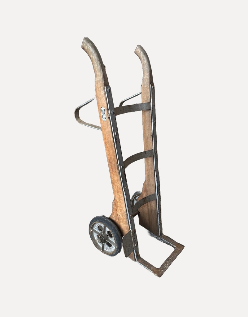 Vintage Wooden Hand Truck with Metal Accents