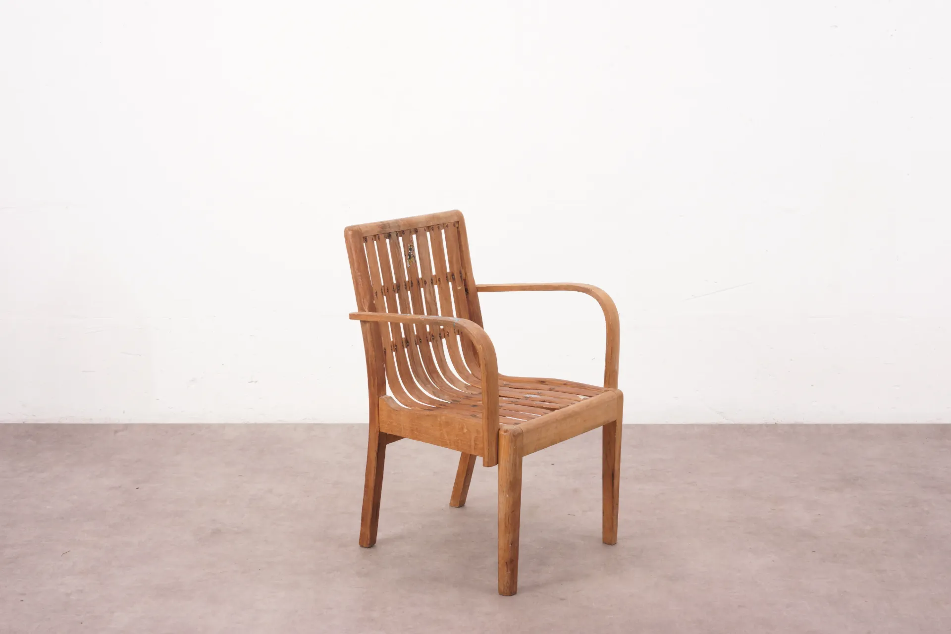 Vintage Slatted Teak Armchair