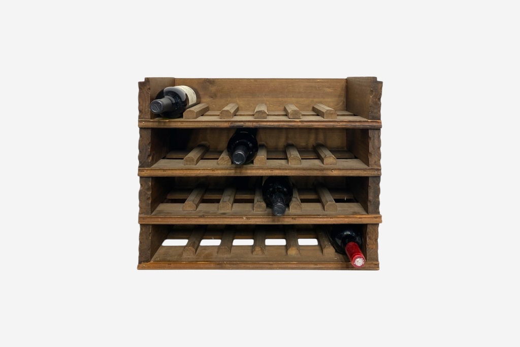 Rustic Wooden Wine Rack with Bottles