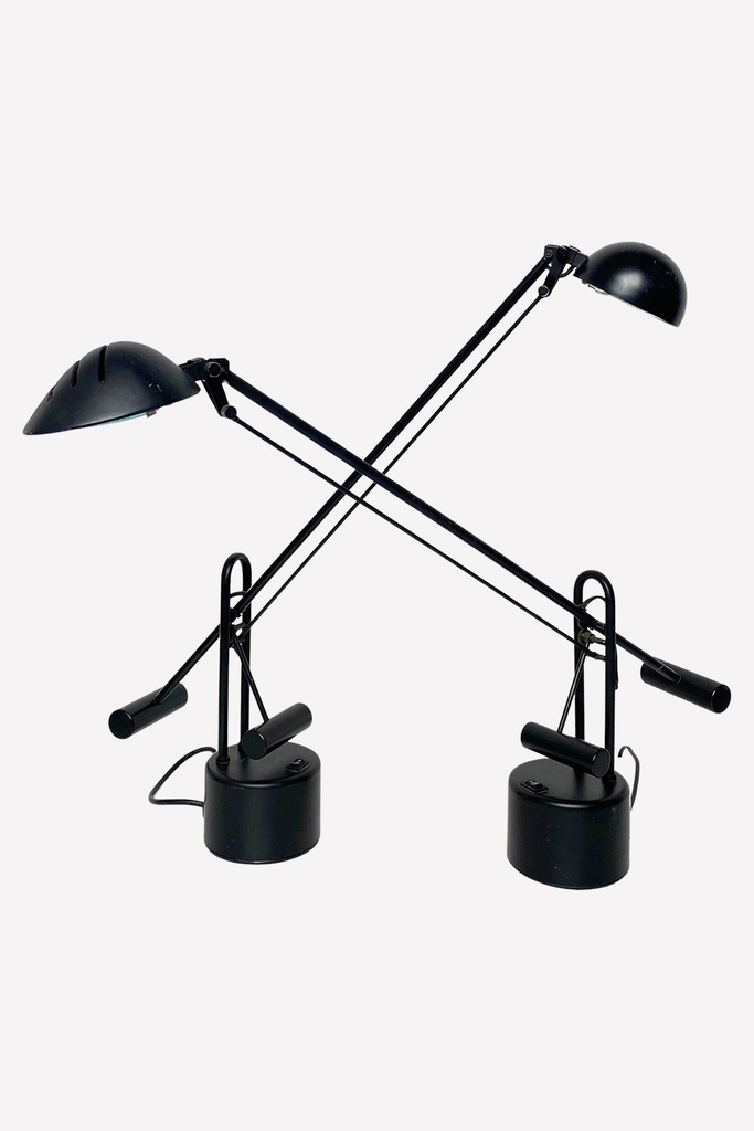 Modern Black Articulated Desk Lamps Duo