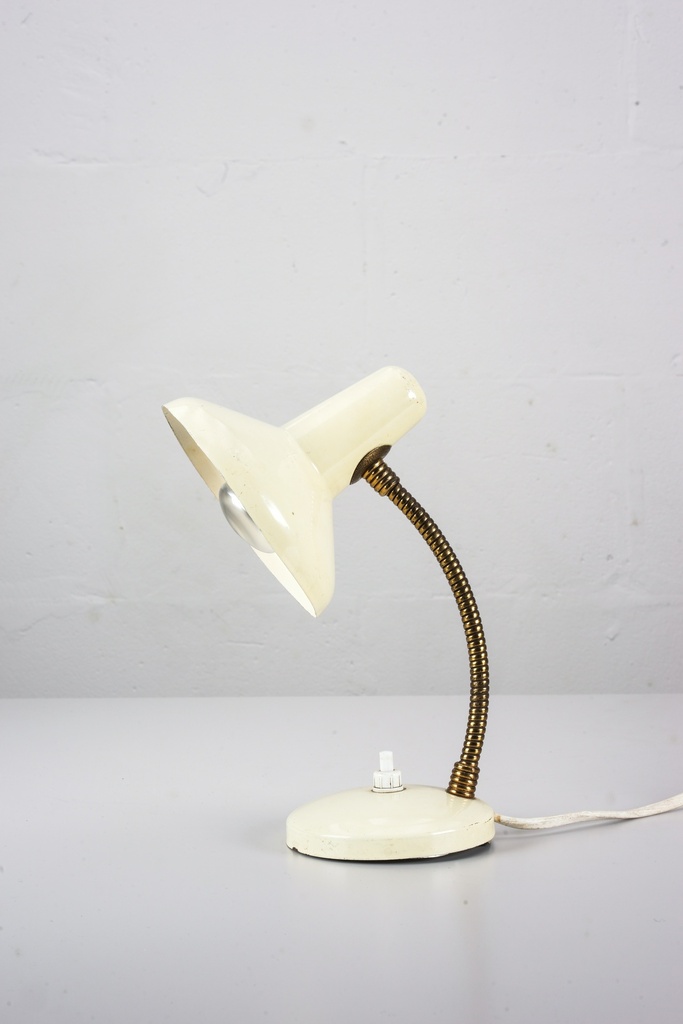 Vintage Cream Table Lamp with Brass Flex Neck