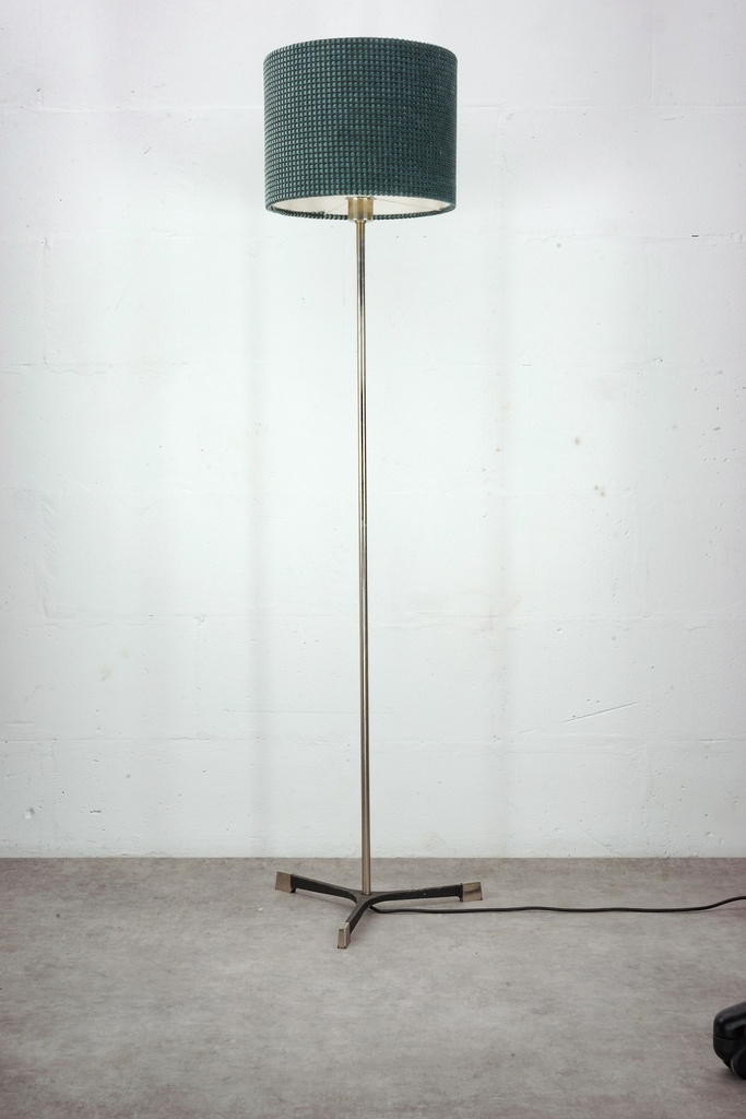 Mid-Century Modern Floor Lamp with Textured Teal Shade