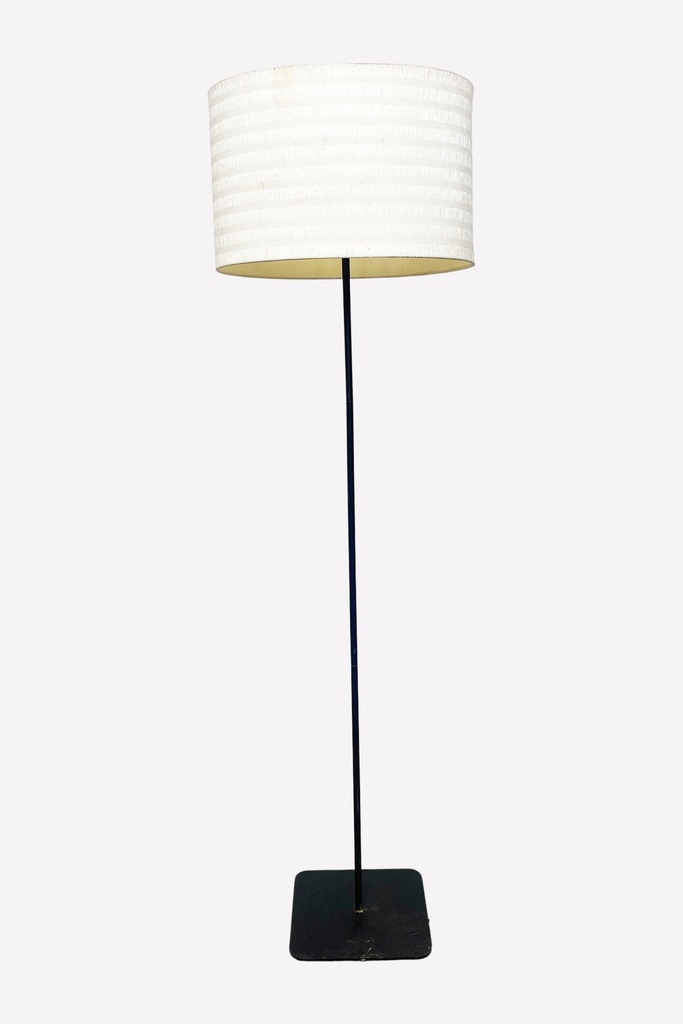 Modern Black Floor Lamp with White Drum Shade