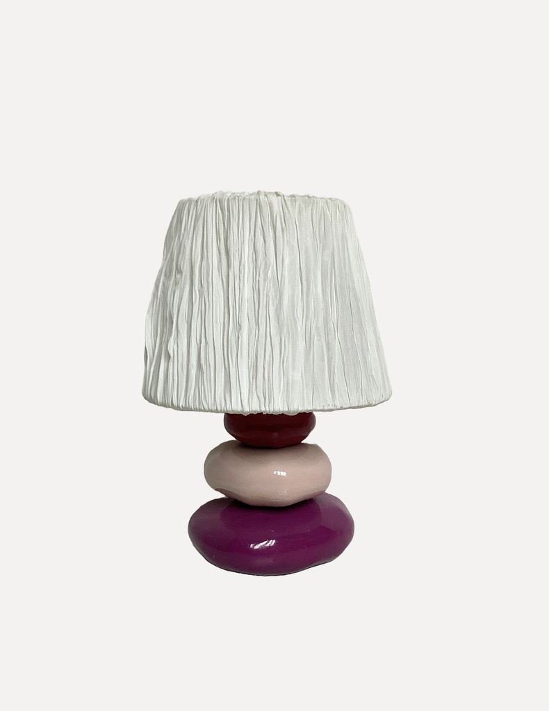 Whimsical Stacked Pebble Table Lamp with Pleated Shade
