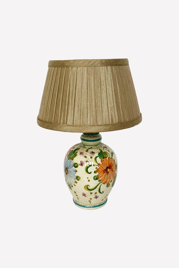Hand-Painted Floral Ceramic Table Lamp with Pleated Shade
