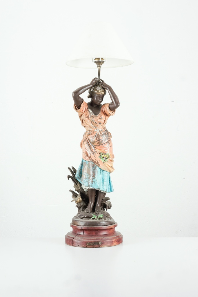 Victorian-Style Figurine Table Lamp with Floral Dress Design