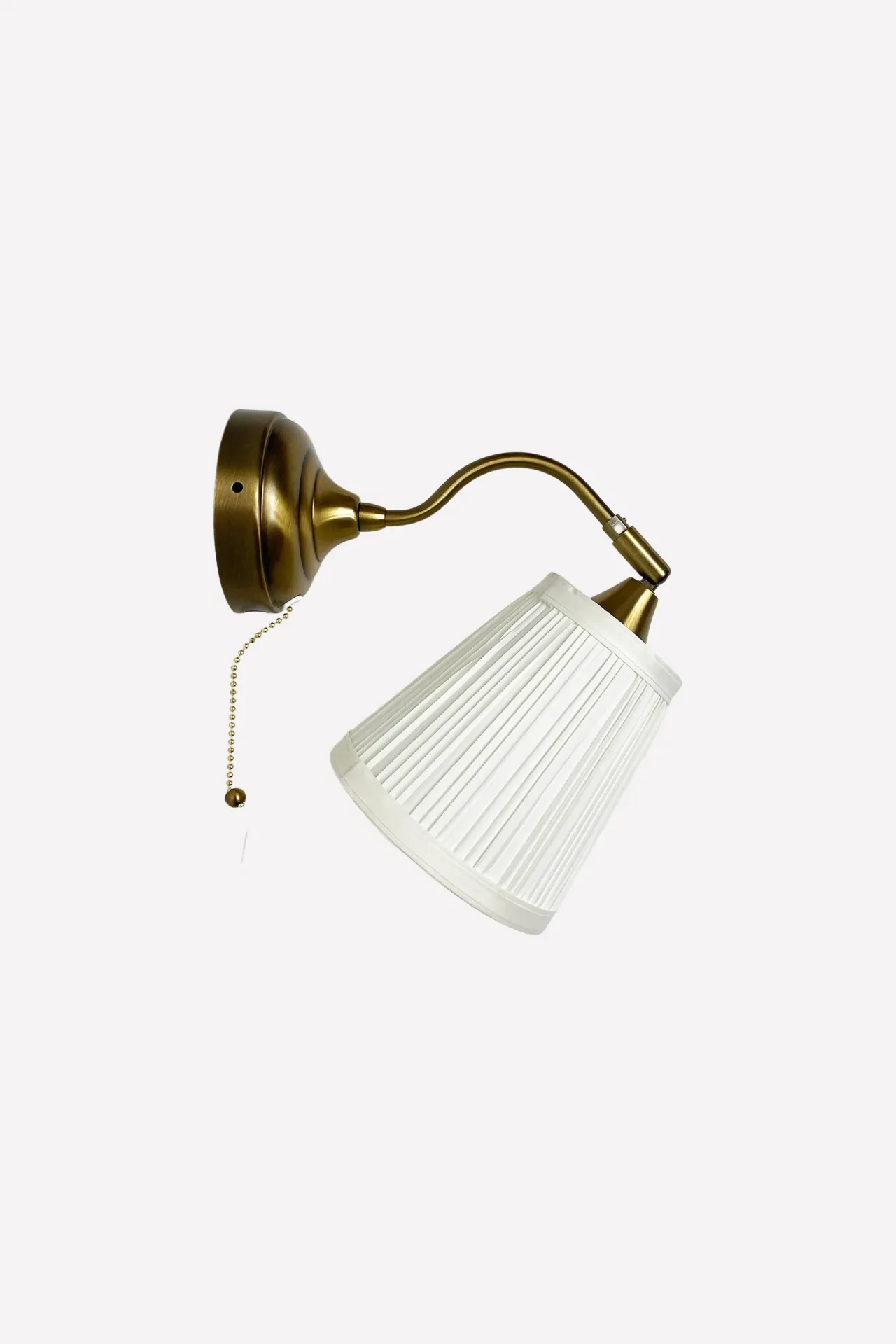 Antique Brass Wall Sconce with Pleated White Shade
