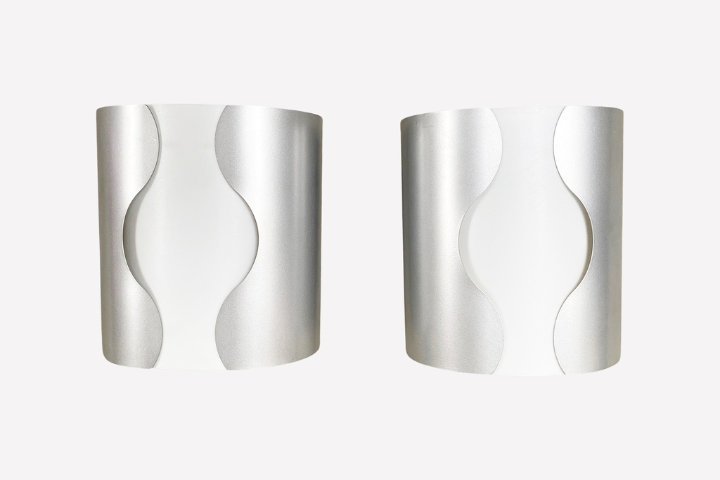 Modern Silver Curved Wall Sconces (Set of 2)