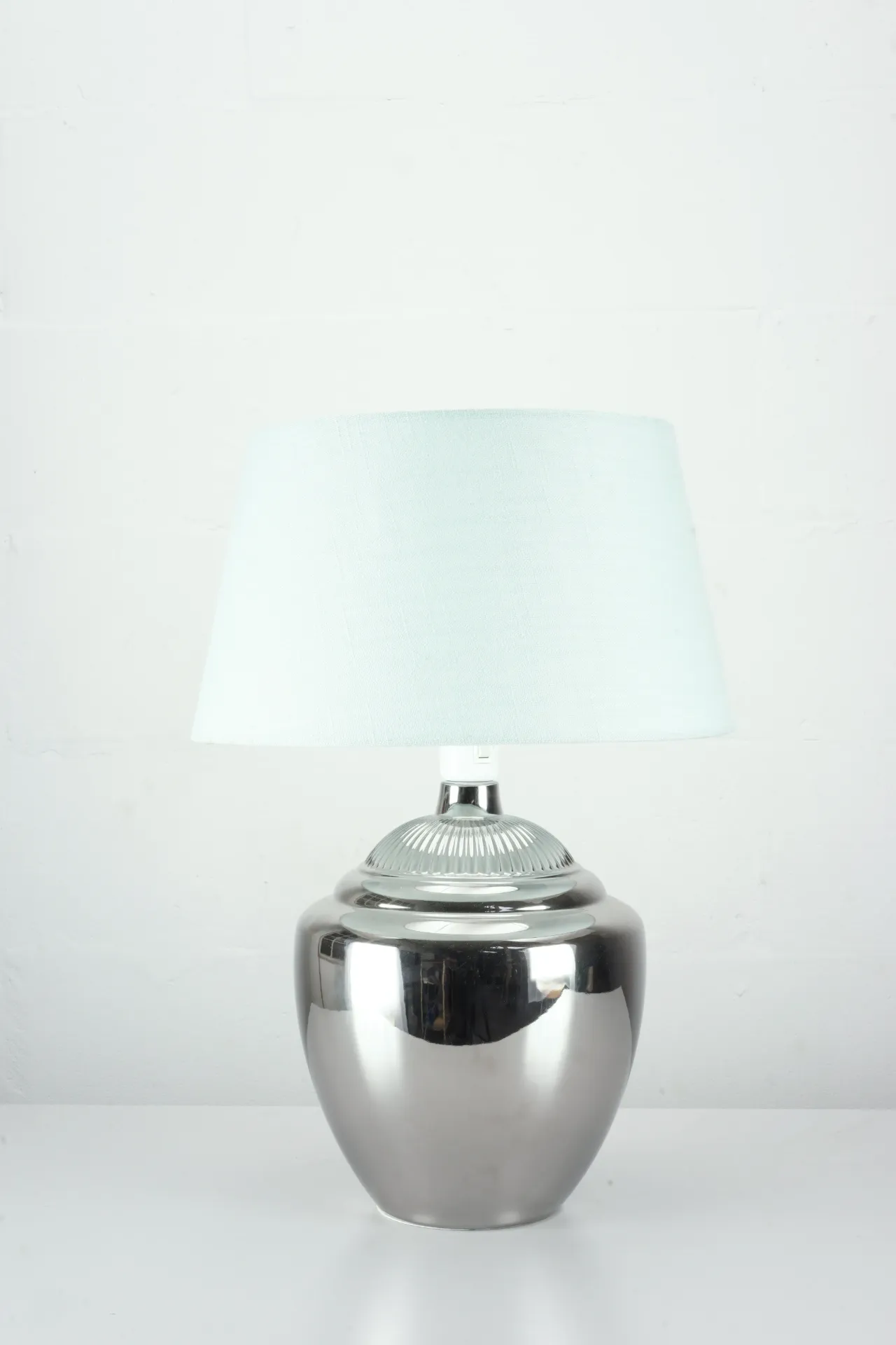 Chrome Vase-Style Table Lamp with Frosted White Shade