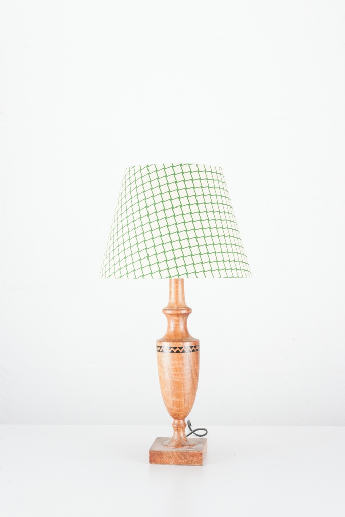 Rustic Wooden Table Lamp with Geometric Shade