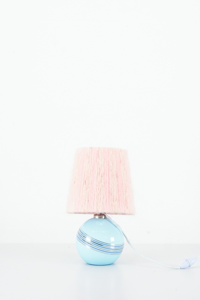 Retro Pastel Table Lamp with Textured Pink Shade
