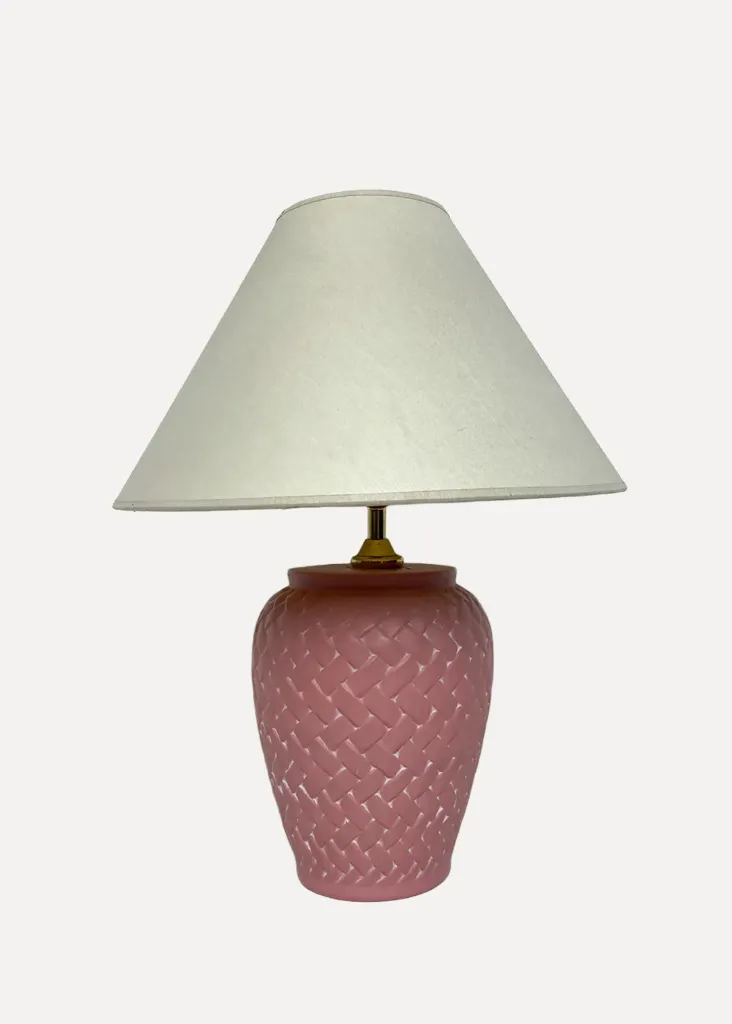 Pink Woven Ceramic Table Lamp