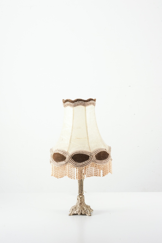 Victorian Fringe Table Lamp with Ornate Bronze Base
