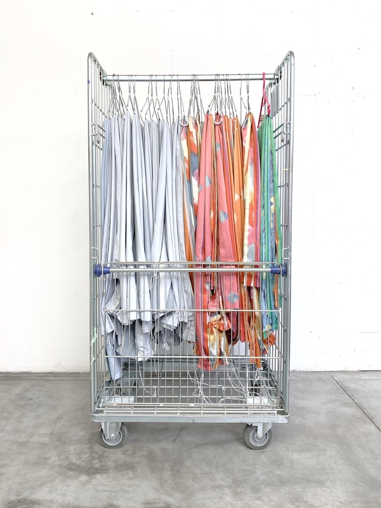 Costume Wardrobe Cart with Assorted Fabrics