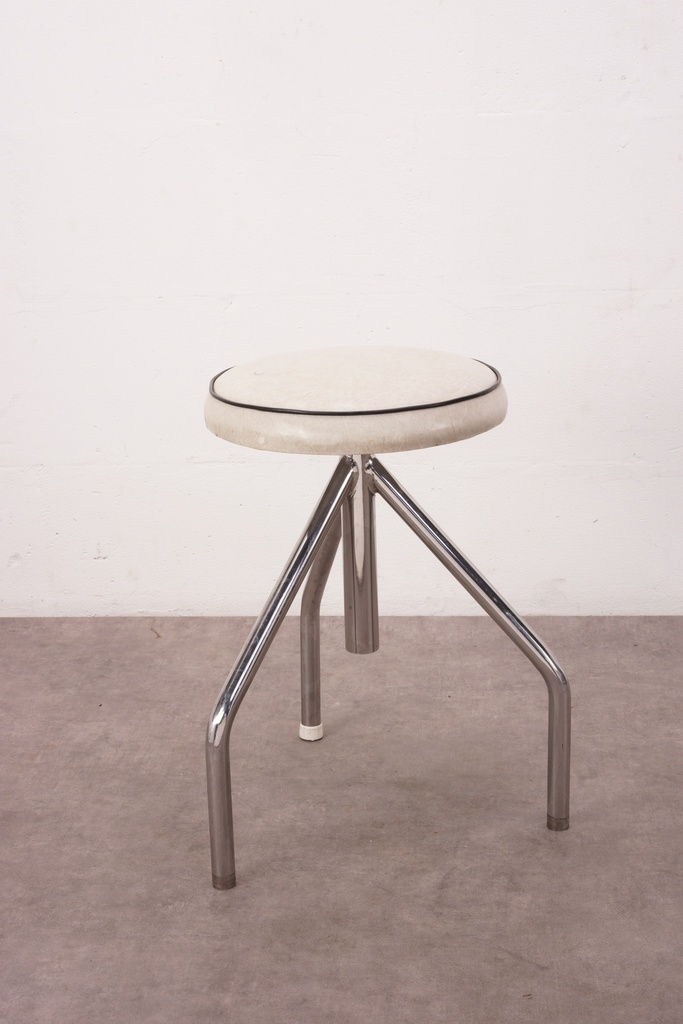Mid-Century Modern Silver Tripod Stool