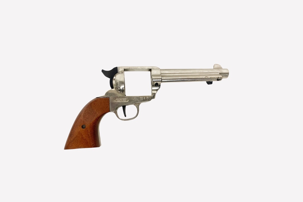Metallic Western Revolver Frame with Wooden Grip