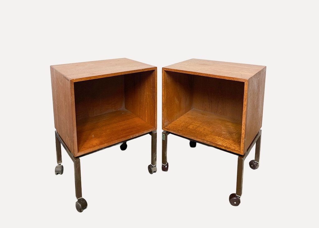 Mid-Century Modern Rolling Open Storage Cubes