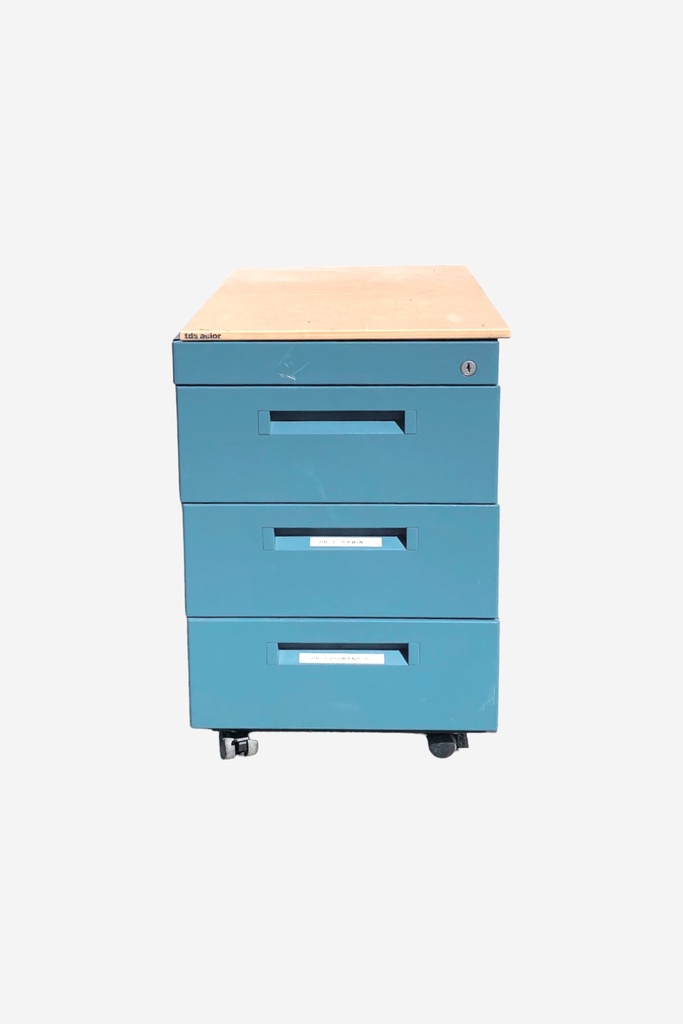 Blue Rolling Office Drawer Unit