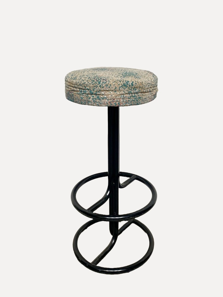 Vintage Industrial Bar Stool with Speckled Upholstery