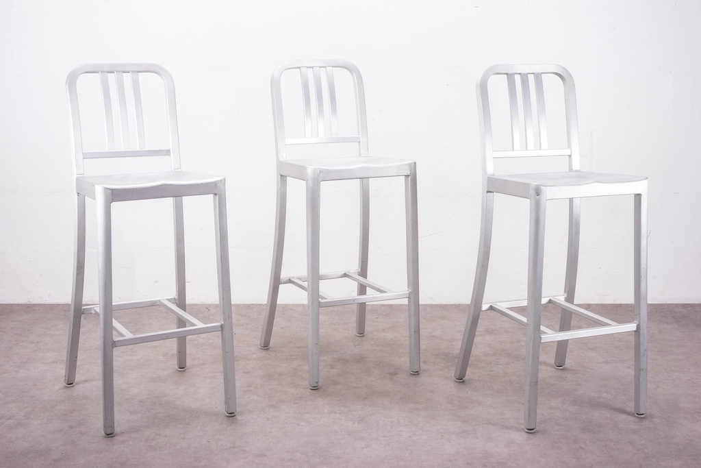 Industrial Aluminum Bar Stools Trio