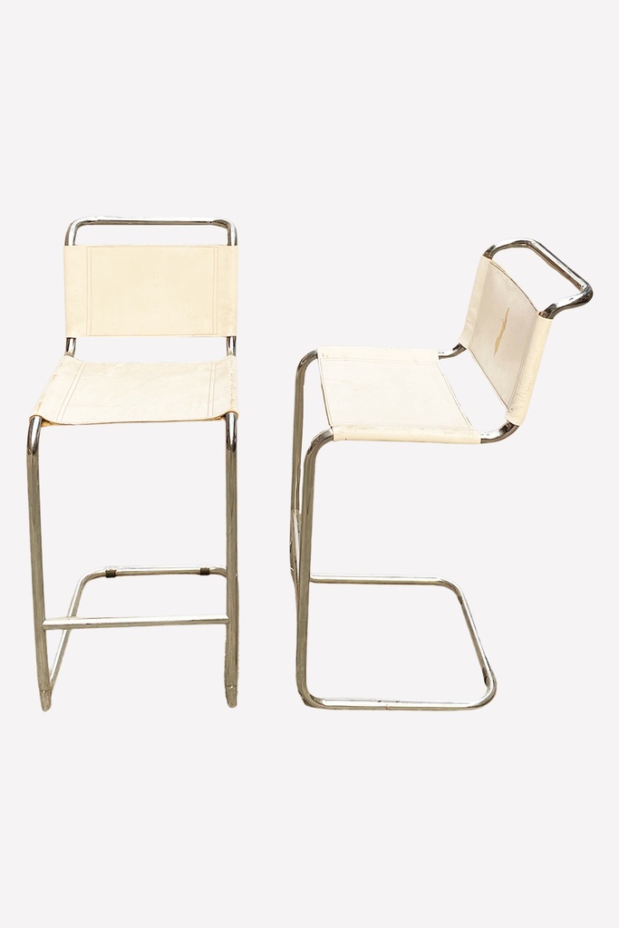 Vintage Chrome and Canvas Bar Stools