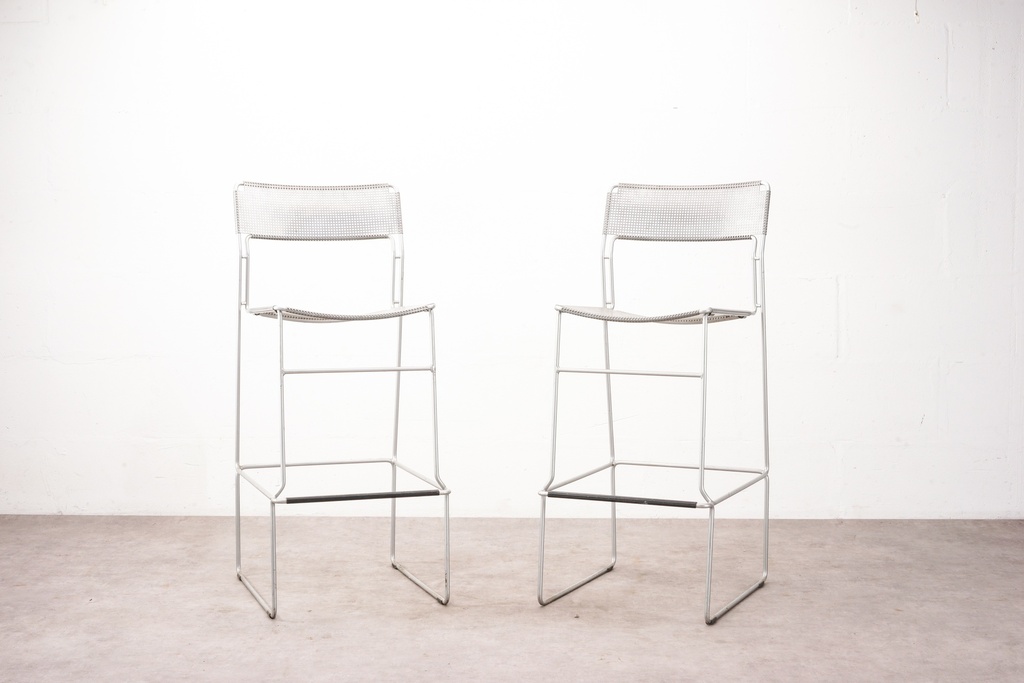 Modern Silver Bar Stool on Minimalist Frame