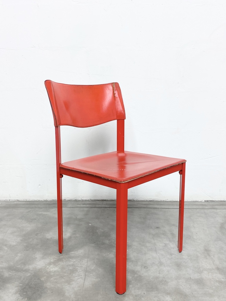 Vintage Red Industrial Metal Chair