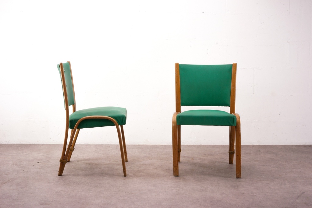 Mid-Century Modern Green Upholstered Dining Chairs